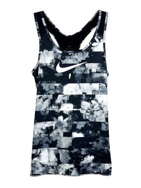 Nike Women's Small Black Dri-FIT Floral Tank Top - Gym & Yoga